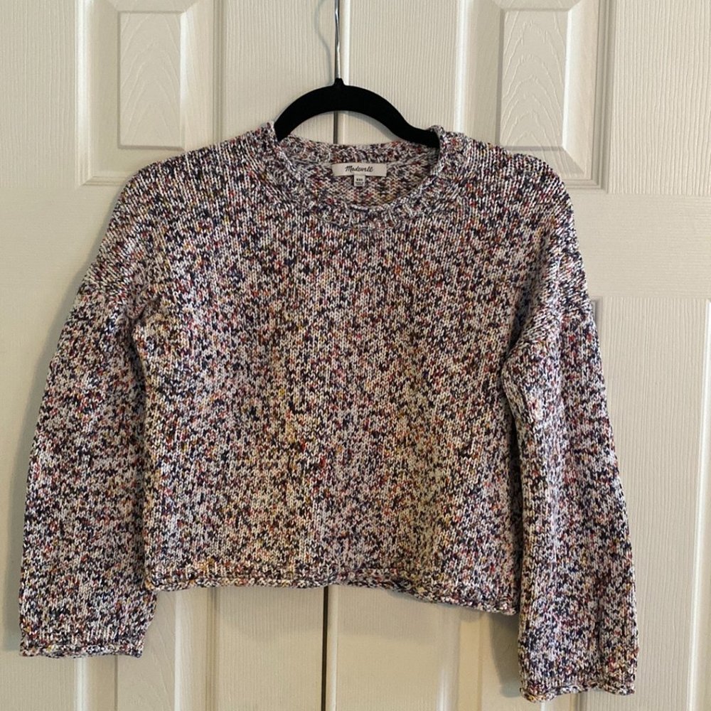 Madewell Multicolor Cropped Sweater - White, Pink, Yellow, Blue, Size XXS
